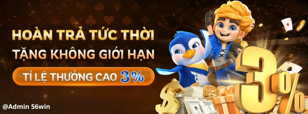 Hoàn tiền cược 3% trên trang 56win09